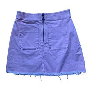 Madewell Women's Skirt 00 Pink Mini Frayed Raw Hem Zip Cotton Blend Pockets